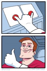 2 BUTTONS TOGETHER meme template
