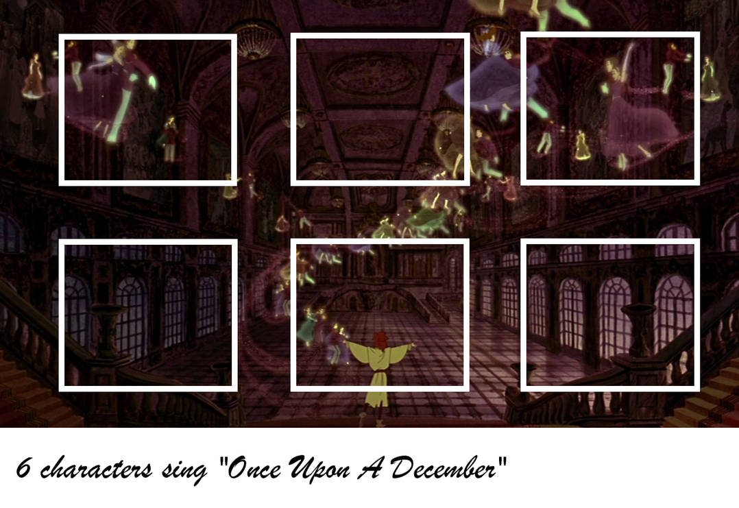 6 characters sing once upon a december meme template