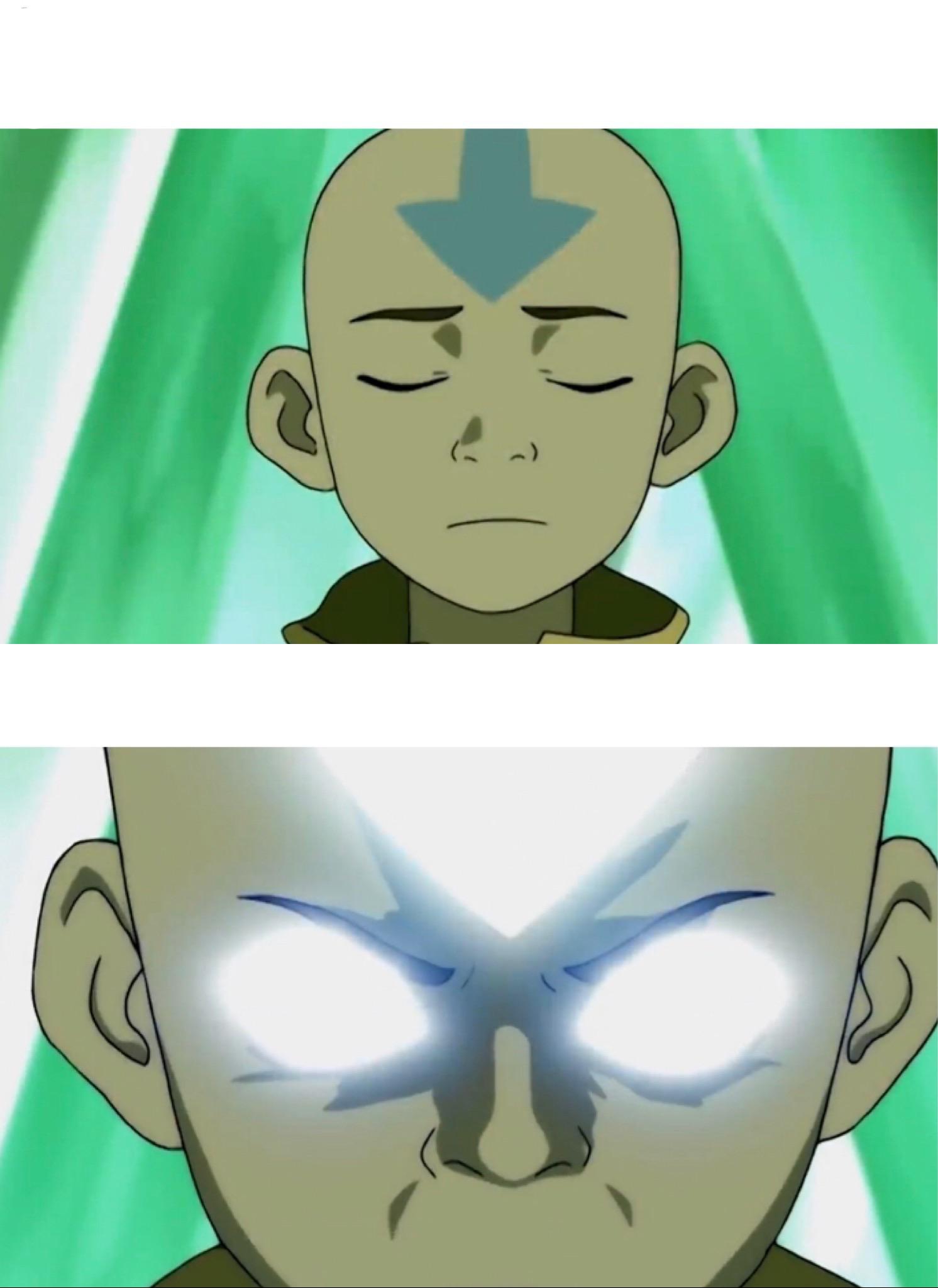 Plantilla de meme Aang Going Avatar State