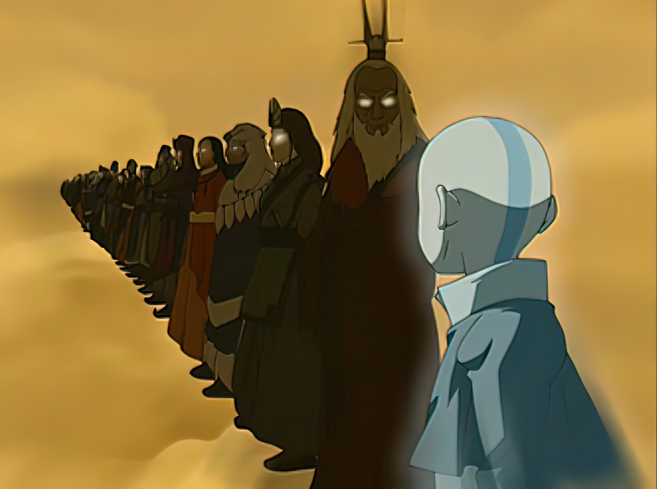 Template meme Aang seeing all avatar ancestors