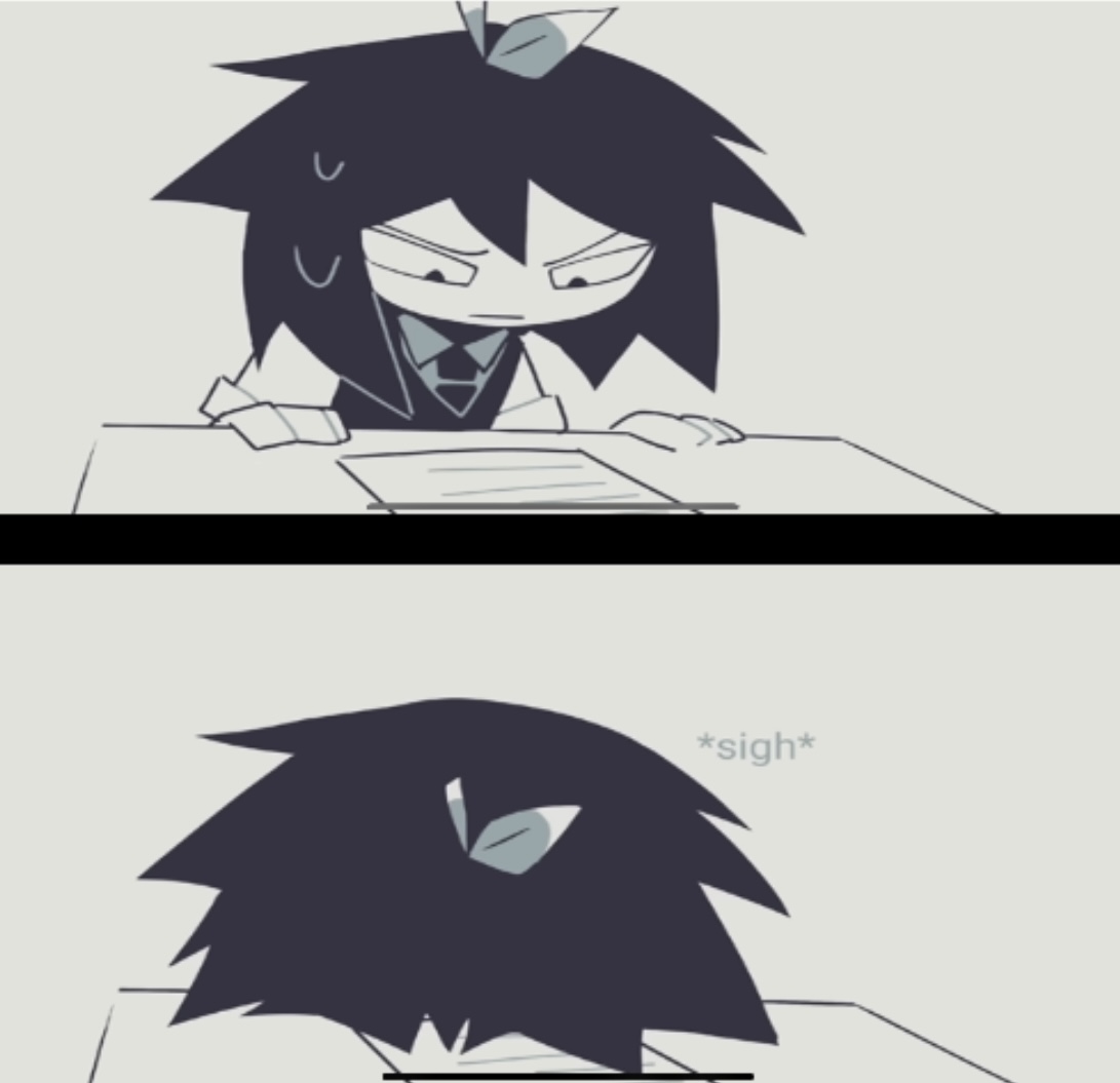 Template meme Abbie struggling with homework