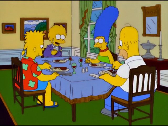 Plantilla de meme Adult Simpson Family Dinner