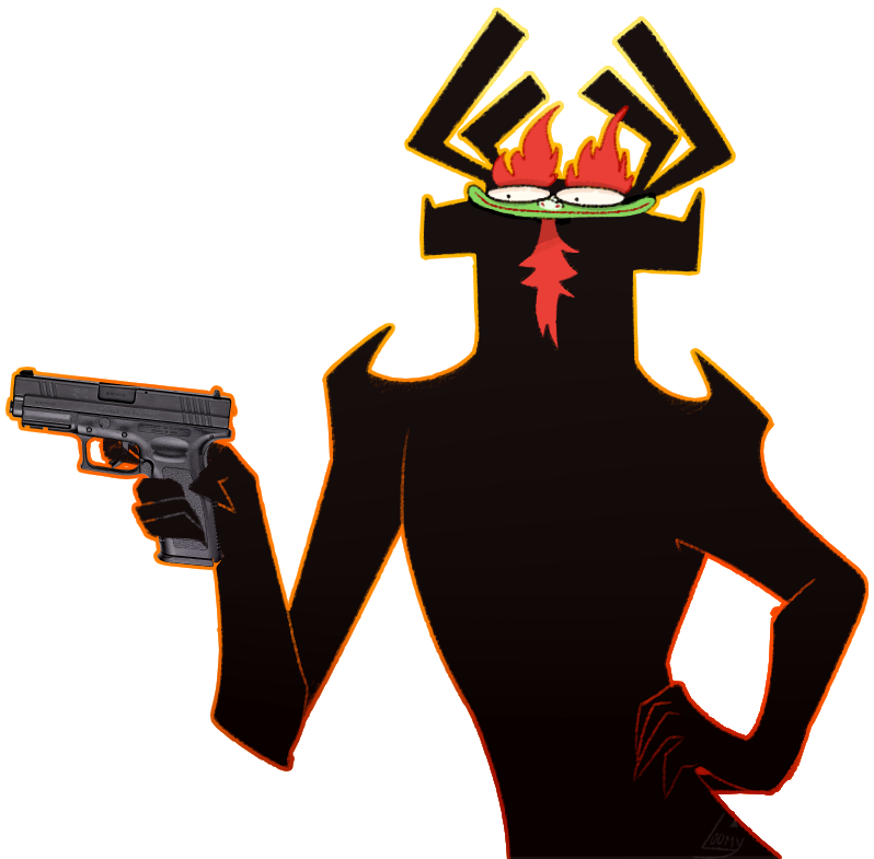 Plantilla de meme Aku with a gun