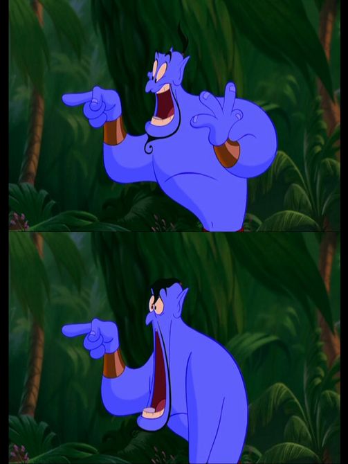 Template meme Aladdin Surprised Genie Jaw Drop