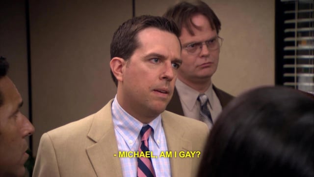 Plantilla de meme Am I gay? - Andy Bernard