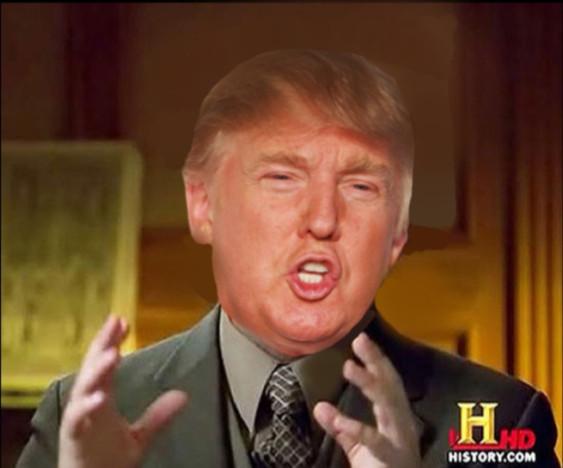 Plantilla de meme Ancient aliens donald trump
