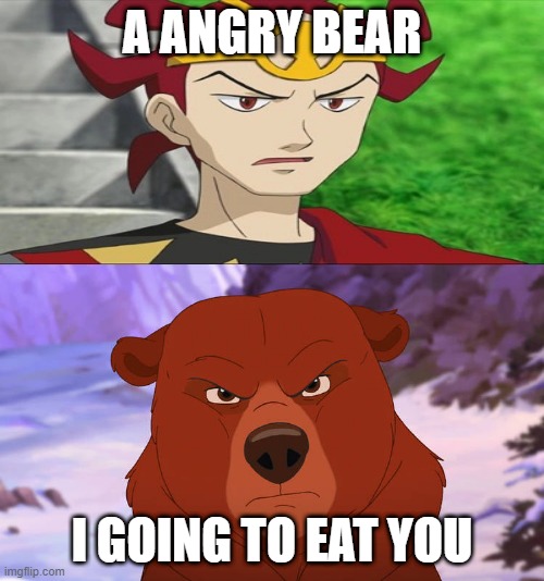 Plantilla de meme angry bear vs villain