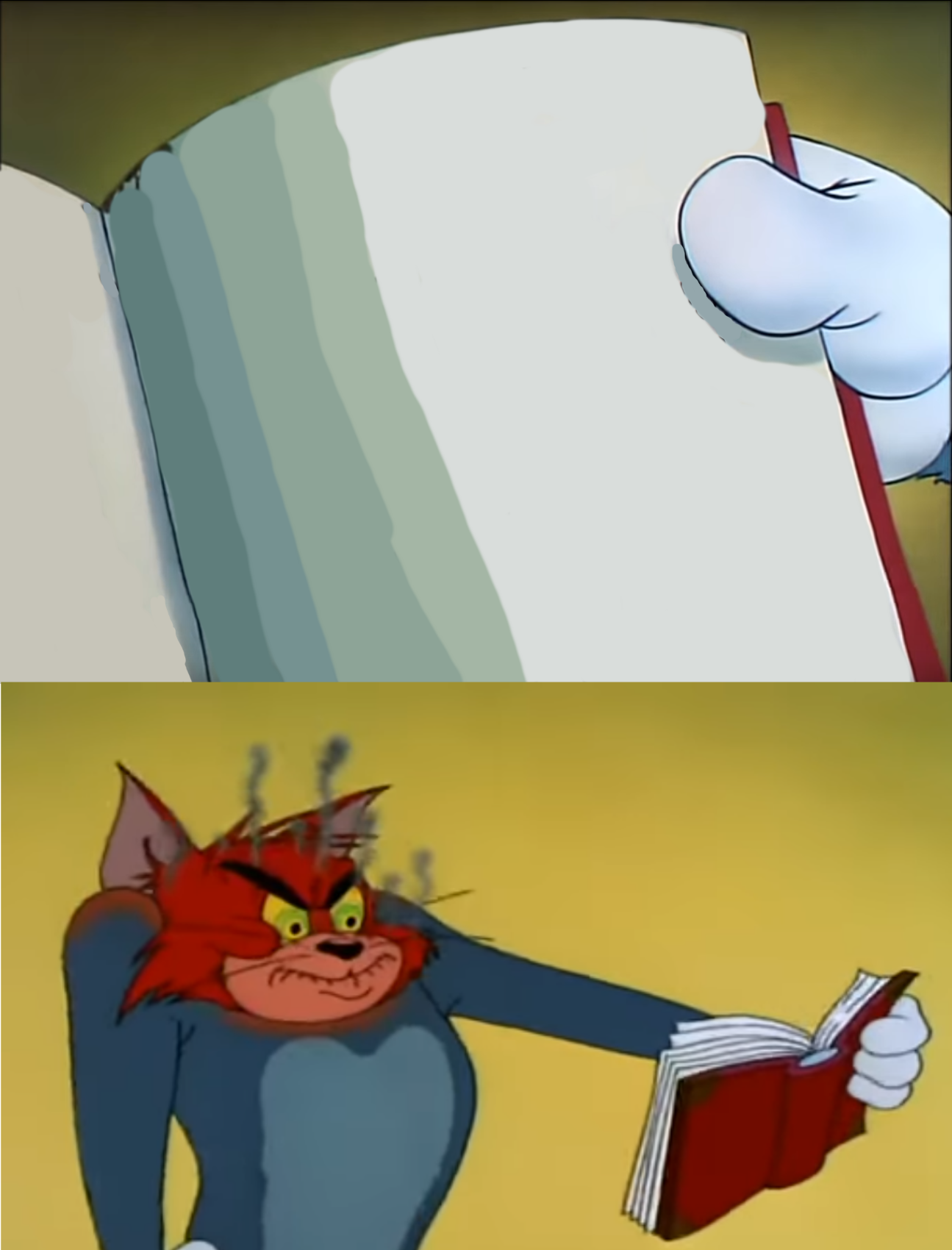Plantilla de meme Angry Tom Reading Book