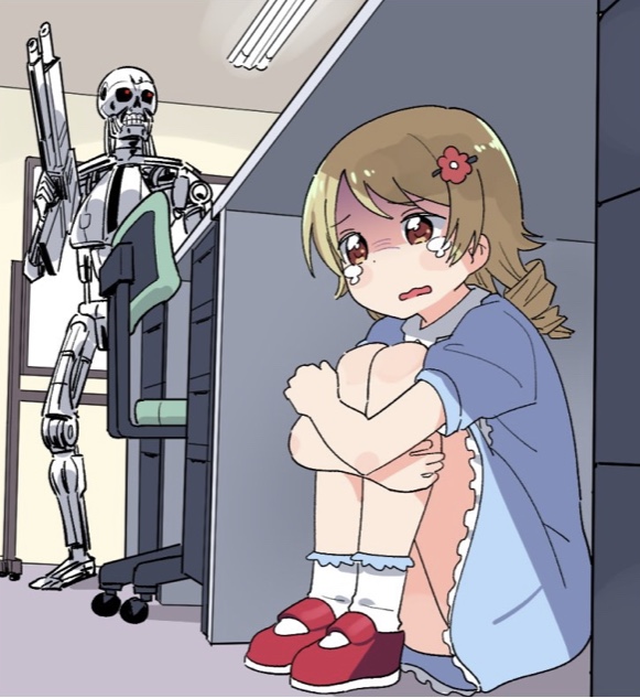 Plantilla de meme Anime Girl Hiding from Terminator