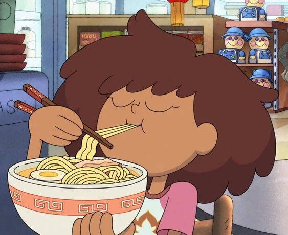 Plantilla de meme Anne Boonchuy eating a ramen