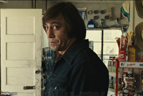 Template meme Anton Chigurh funny face