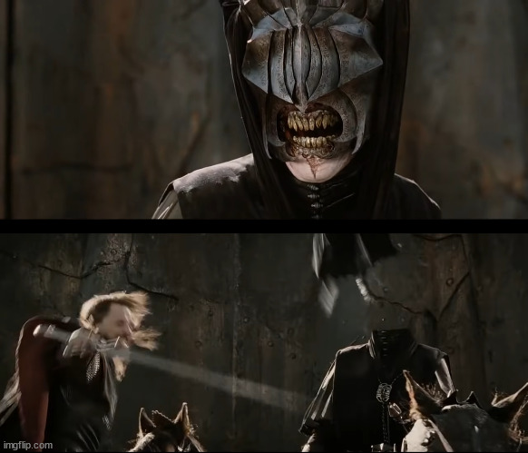 Template meme Aragorn cutting head off