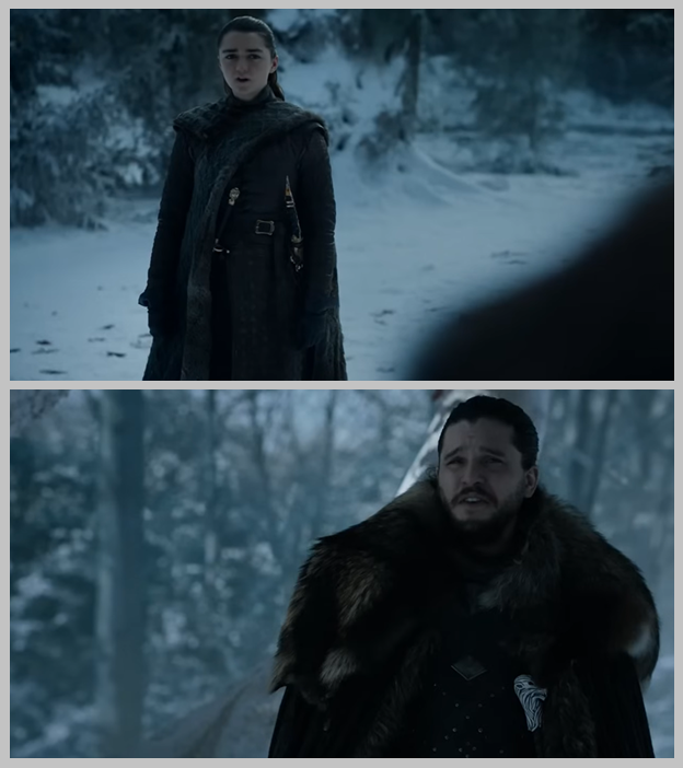 Template meme Arya Stark and Jon Snow Reunion