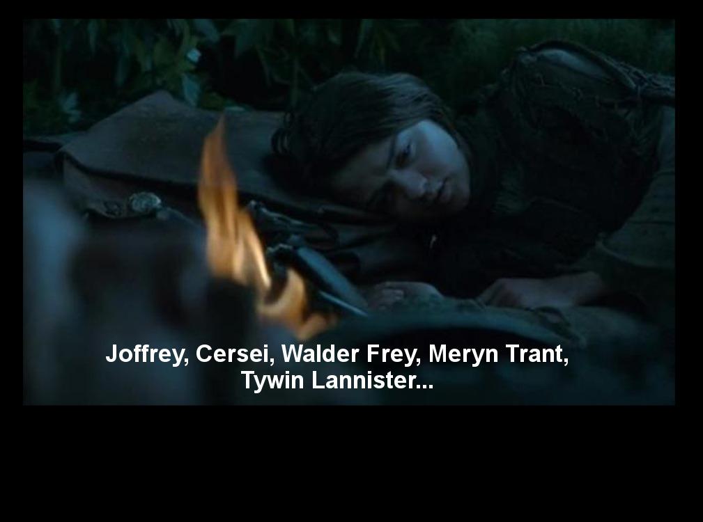 Plantilla de meme Arya Stark's dead list