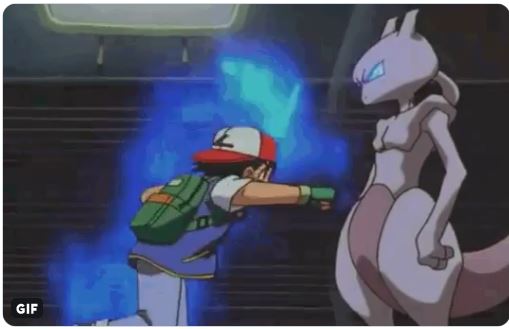 Plantilla de meme Ash Punching Mewtwo