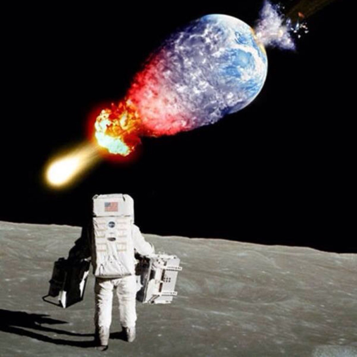 Template meme astronaut see planet earth destroyed