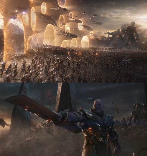 Plantilla de meme avengers endgame final battle against thanos