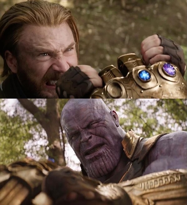 Plantilla de meme Avengers Infinity War Cap vs Thanos