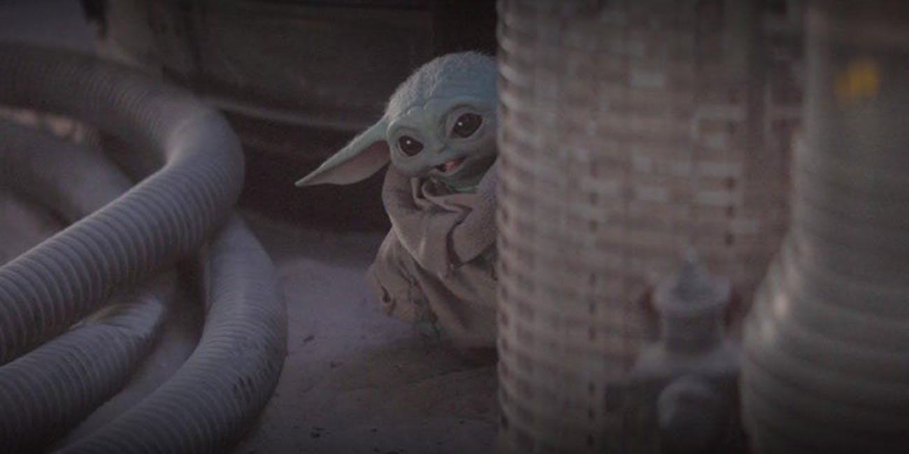 Template meme Baby Yoda Peek