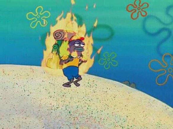 Plantilla de meme Backpack guy on fire spongebob