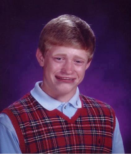 Plantilla de meme Bad Luck Brian Cry