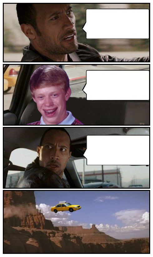 Template meme Bad Luck Brian Disaster Taxi runs over cliff