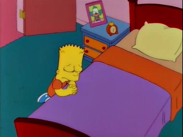 Plantilla de meme Bart prays for snow day