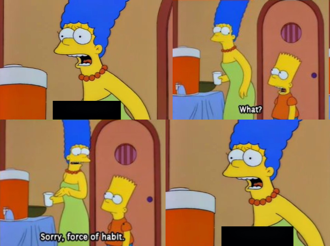 Plantilla de meme Bart Simpson force of habit
