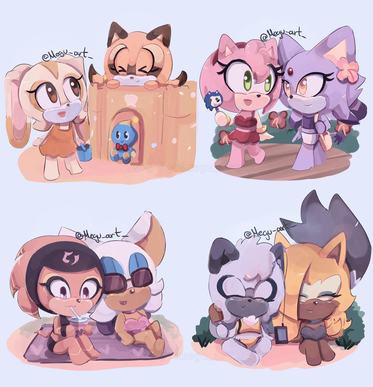 Plantilla de meme Beach chibis