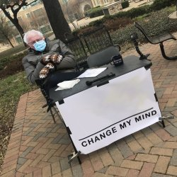 Plantilla de meme Bernie mittens change my mind