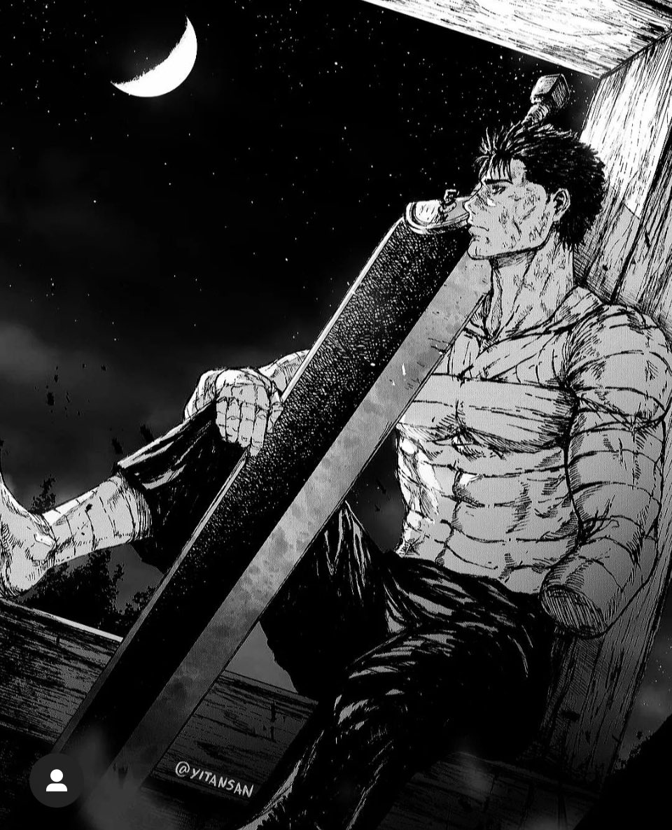 Template meme Berserk Guts looking at sky