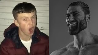 Plantilla de meme Beta male V/s Giga Chad
