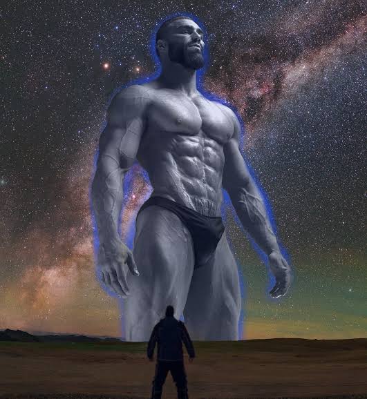Template meme Big gigachad vs small guy