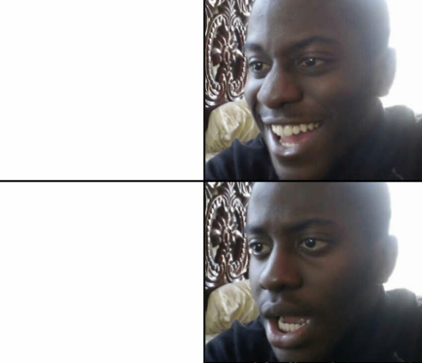 Plantilla de meme Black man happy sad