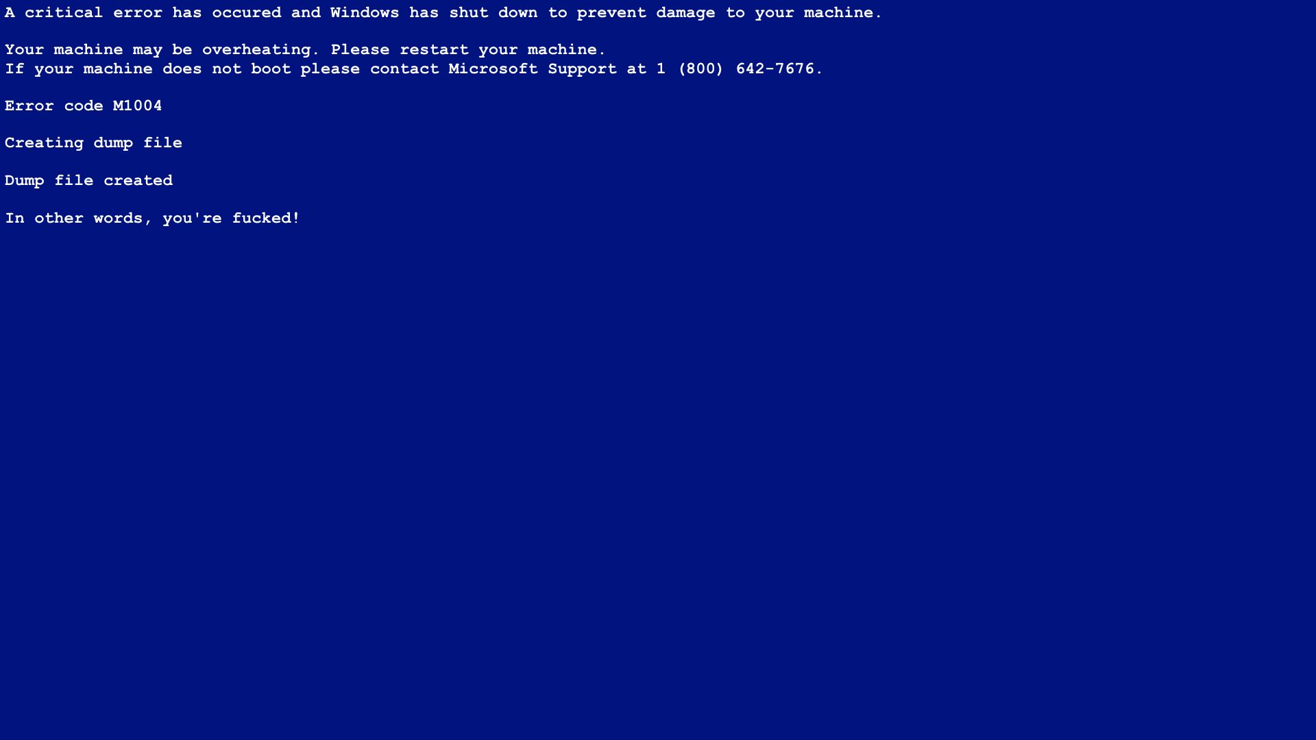 Plantilla de meme Blue screen of death be like