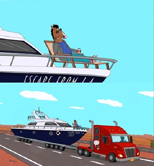 Plantilla de meme Bojack Horseman on his boat