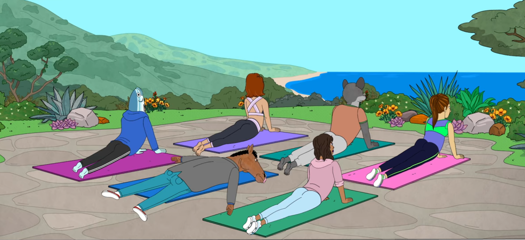 Plantilla de meme bojack horseman yoga
