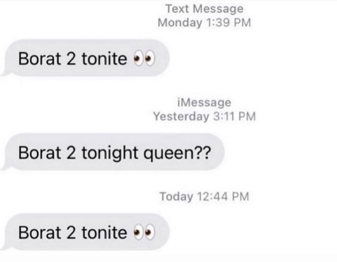 Plantilla de meme Borat 2 tonight queen?