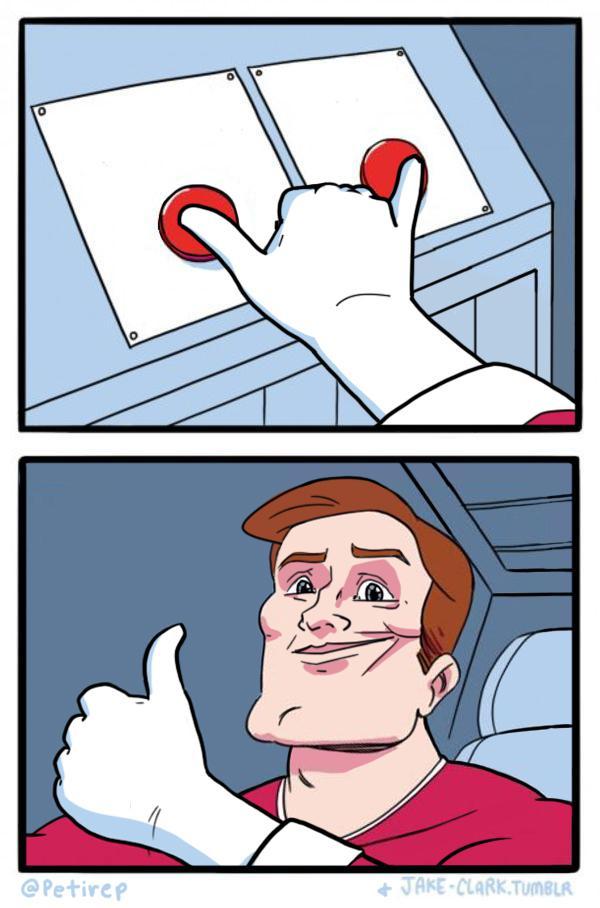 Both buttons meme template