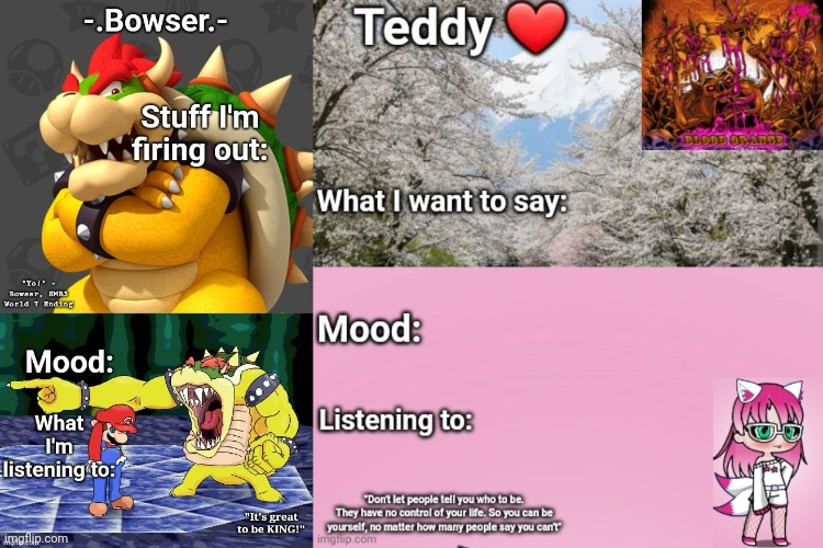 Plantilla de meme Bowser and Teddy's shared announcement temp