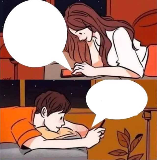Plantilla de meme Boy and girl texting