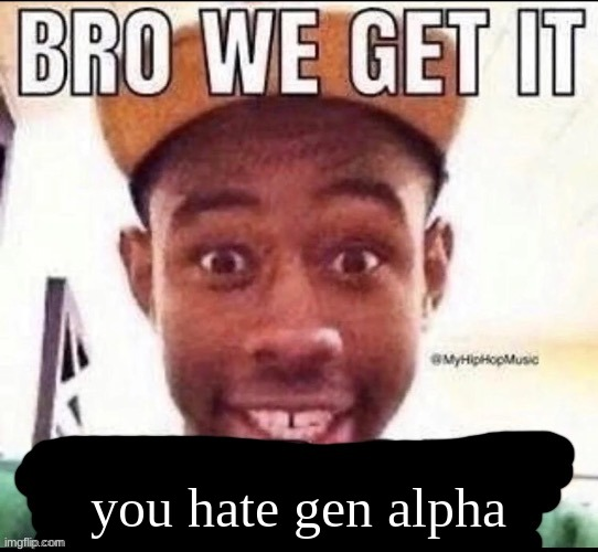 Template meme Bro we get it you hate gen alpha