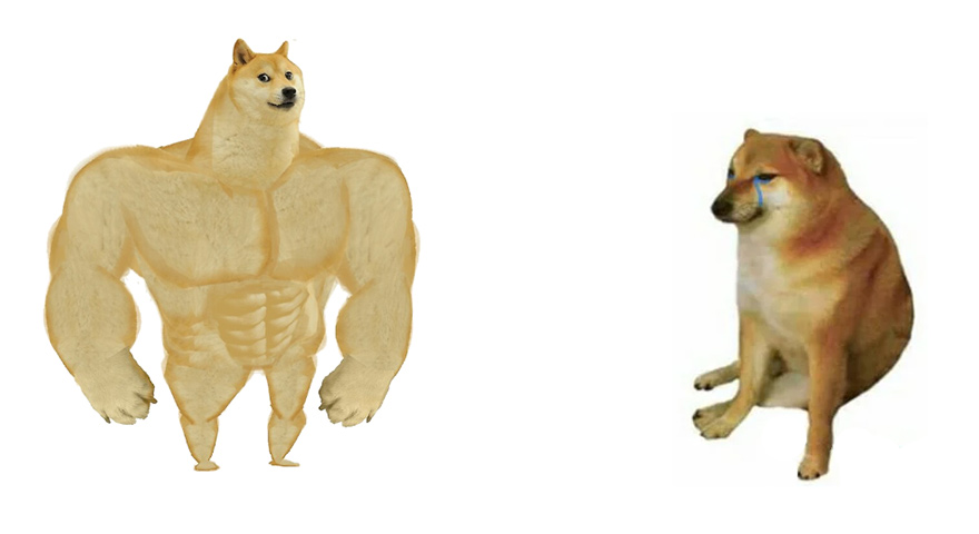 Plantilla de meme Buff Doge vs Crying Cheems