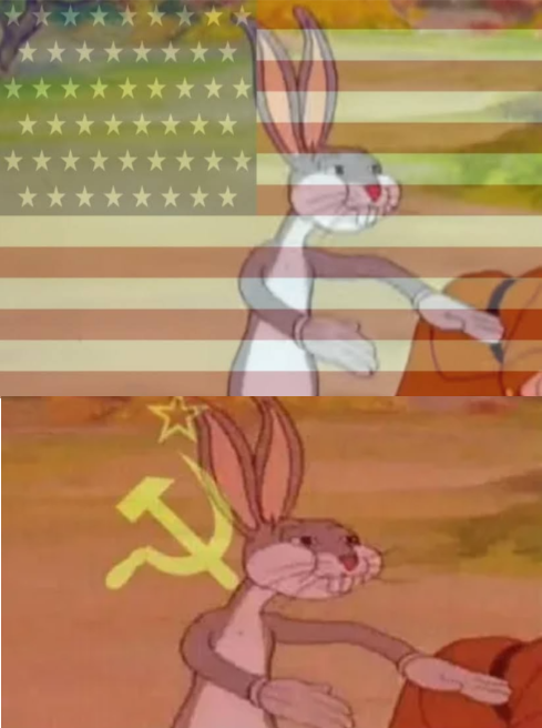 Plantilla de meme Bugs Bunny Communist Capitalist