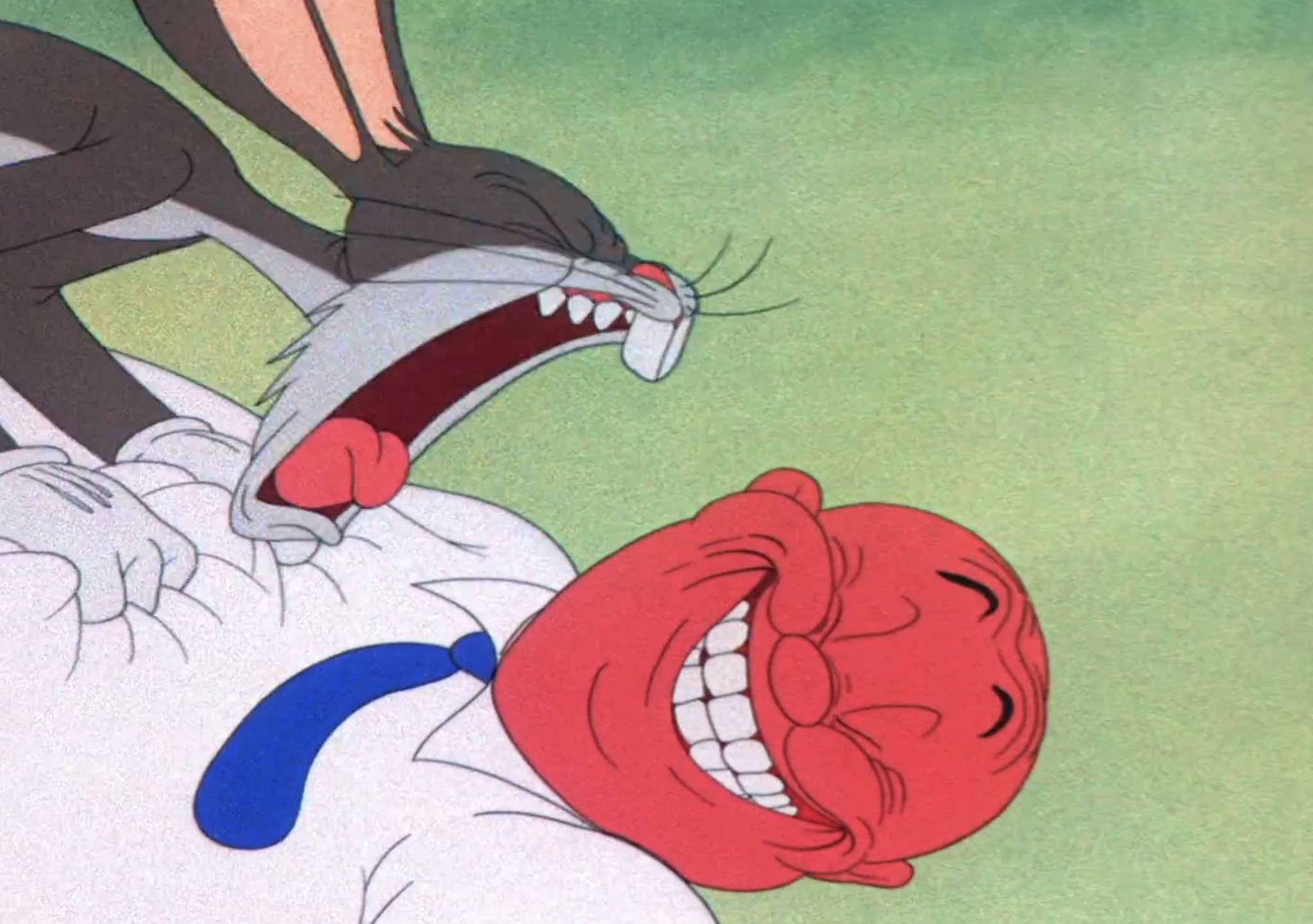 Template meme Bugs Bunny Yelling At Elmer Fudd As He Smiles