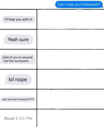 Template meme Can i copy your homework