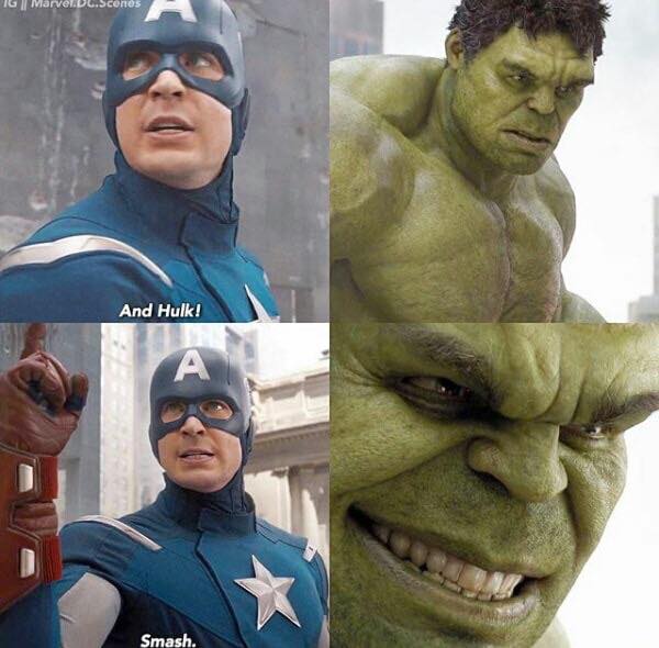 Plantilla de meme Captain America Hulk Smash