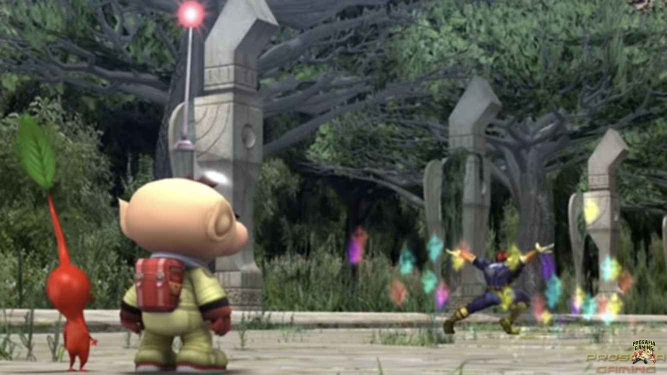 Plantilla de meme Captain Falcon destroying all of Olimar’s Pikmin