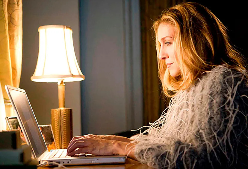 Plantilla de meme Carrie Bradshaw computer