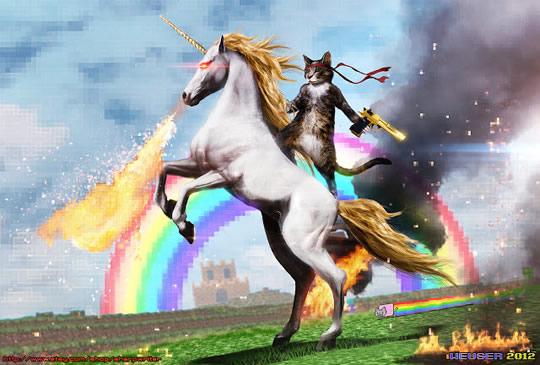 Plantilla de meme Cat riding unicorn